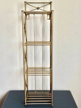 Vintage Wrought Iron Wall Mounted Storage Shelf In Gold / Industrial Shelving